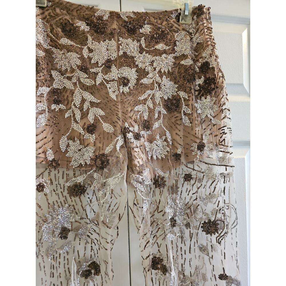 Ralph Lauren Purple Label Sheer Pants Sequin Feathers High Rise Womens XL - Picture 13 of 16